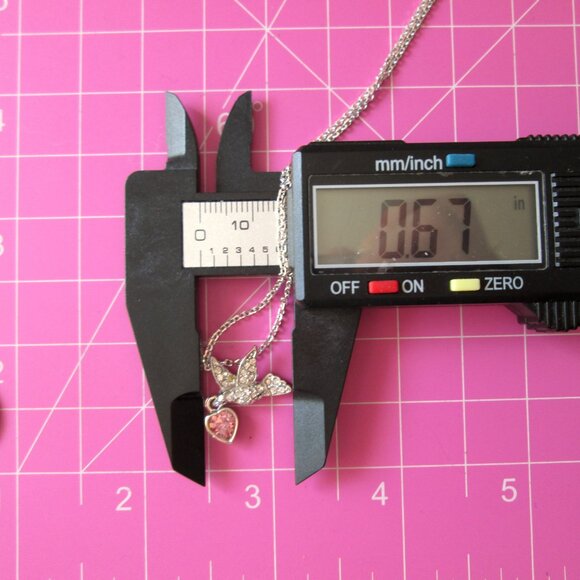 ✨🕊️🩷 Swarovski Swan Mark Pendant Necklace Dove Pink Heart Silver Tn Adjustable - Picture 9 of 10